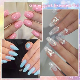 MEET ACROSS 6Pcs Pale Poly Nail Gel Set Nude Pink Purple Sky Blue Poly Extension Gel Nail Kit Manicure DIY for Women 6 Colors