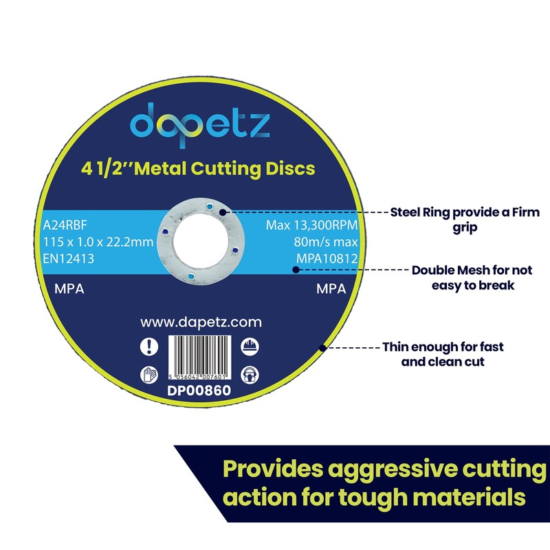 Dapetz ® 4.5" Ultra-Thin Metal Cutting Discs (115mm) for Angle