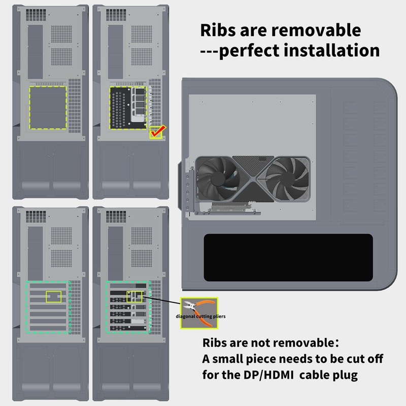GIGA-MEGA PCIe X16 GEN5 Riser Cable with GPU Vertical Mount
