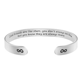 JoycuFF Friendship Gifts for Women Inspirational Birthday Jewelry for Friends Bestie Cuff Bracelets for Bff Bracelets Friendship Stainless Steel Cuff Bracelet Long Distance Graduation Gift