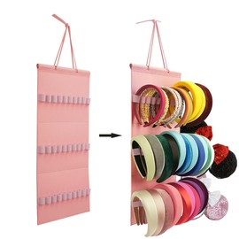 JOYMOMO Hanging Headband Holder for Girls,Felt Headband Organizer Headband Storage Holder Organizer for Headband (Without Headbands) (Pink)