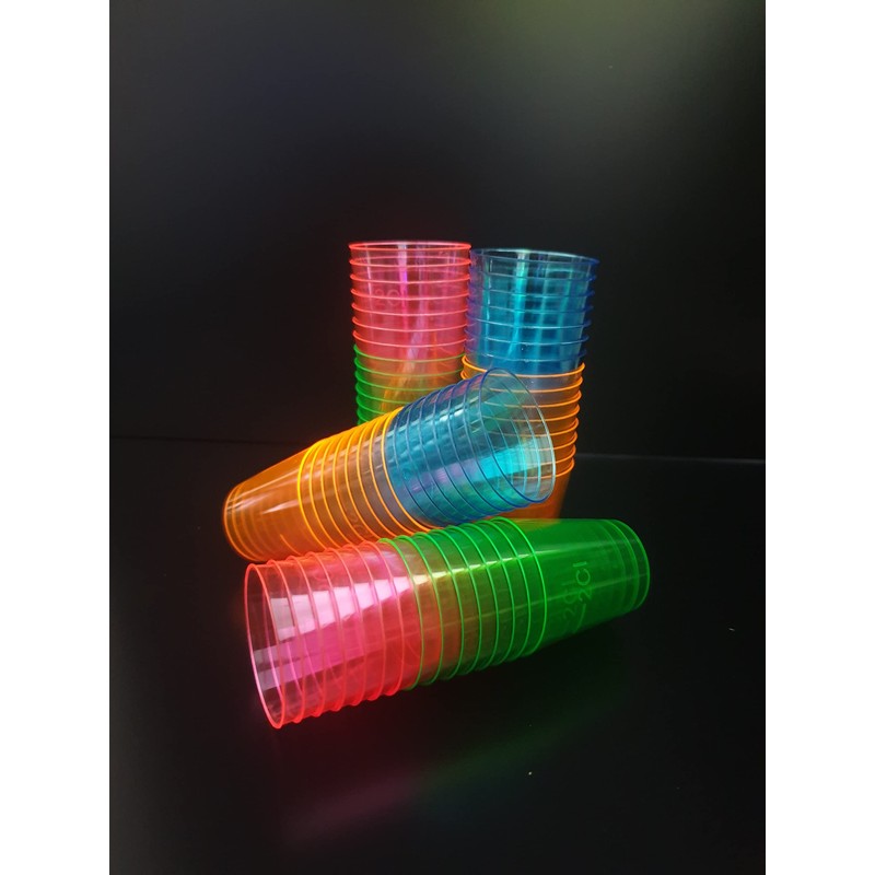 eMKay® Multicoloured Neon Hard Disposable Reusable Heavy Duty Plastic Shot