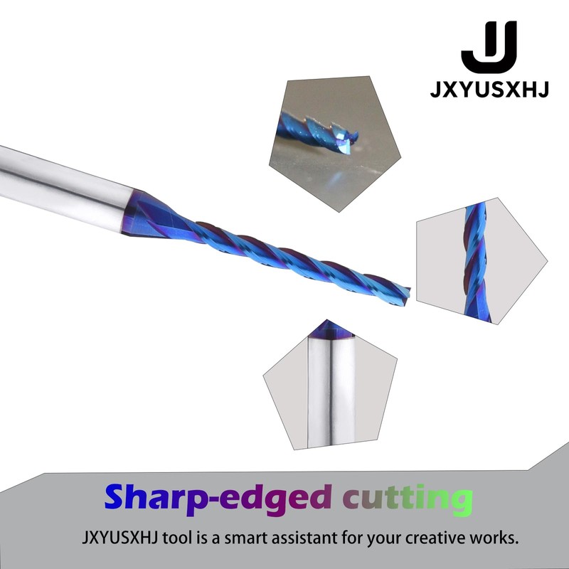JXYUSXHJ VIC004 CNC Router Bit 3 Flutes Spiral Solid Carbide