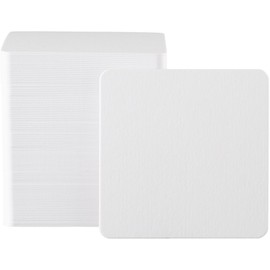 White Plain Square Round Paper Coasters 0.04 inch (1 mm), 100 Sheets