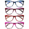 EYEURL Reading Glasses for Women,4-Pack Ultra-Light Slim Frames Blue Light