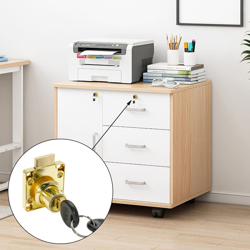 Jiozermi 2 Packs Drawer Lock with Keys, Desktop Lock with