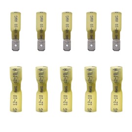 Yosawo 100 pieces Fully Insulated Heat Shrink Spade Connectors Quick Disconnect Female/Male Wire Crimp Terminals 12-10 AWG Yellow (RSGMY)