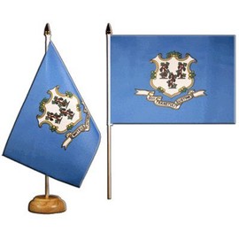 Flaggenfritze Tischflagge/Tischfahne USA Connecticut + gratis Aufkleber