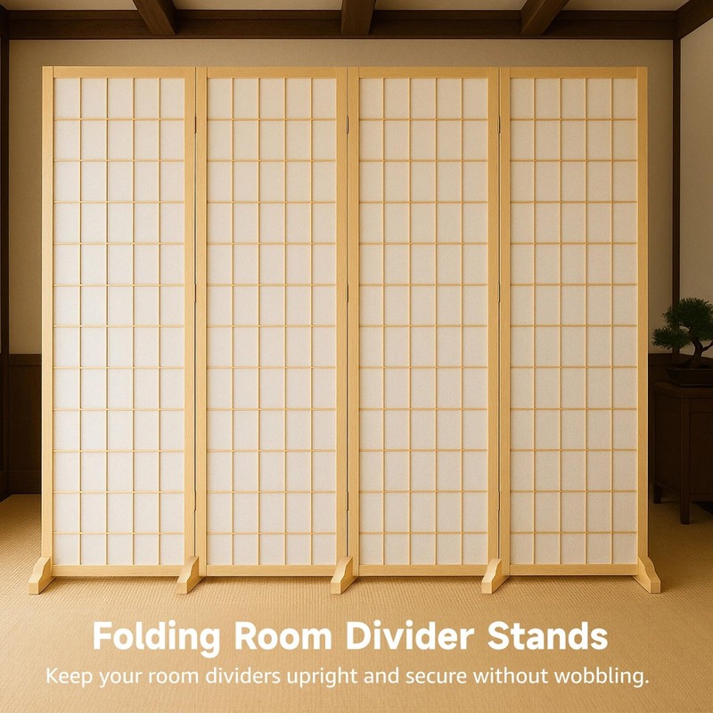 OMISTAR 5 Pcs Folding Room Divider Stands, Wooden Privacy Screen