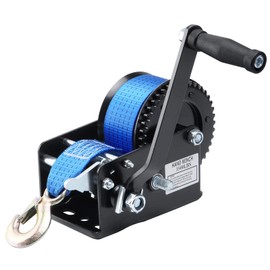 Boat Trailer Winch Hand Winch 3500lbs Heavy Duty Hook with 33ft (10m) Polyester Strap Hand Crank Winch, Two Way Ratchet Boat Winch for Trailer Truck ATV Boat