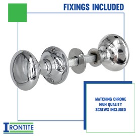 IRONTITE® Polished Chrome Rim Door Knobs for Interior Doors, Polished Chrome Victorian Door Knob to Suit Rim Lock. Chrome Door Knob with Matching Screws. Door Handles Chrome.