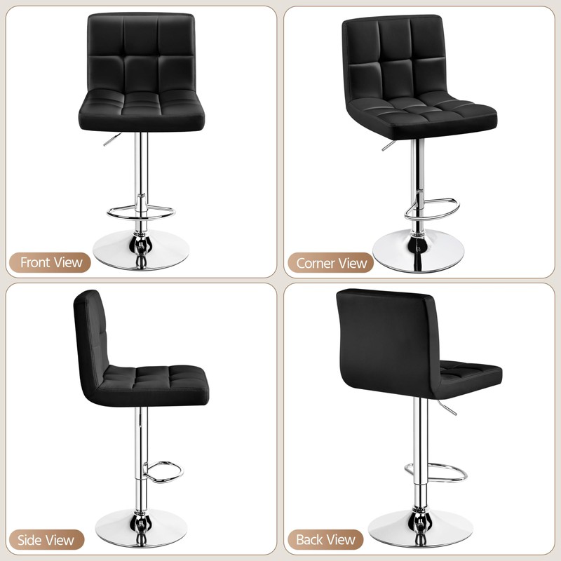 Yaheetech Bar Stools Set of 2, Adjustable PU Leather Swivel
