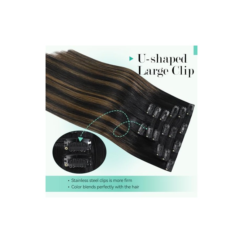 Ukira Extensiones De Cabello Con Clip En Cabello Humano Real,