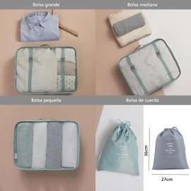 Organizador de Viaje para Maletas - Set de 9 Bolsas Organizadoras de Viaje - Organizador de Equipaje Impermeable para Ropa, Ropa Interior, Cosméticos, Accesorios, Zapatos (02 Azul oscuro)