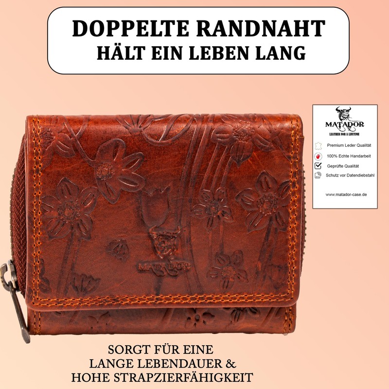 MATADOR 558 Small Wallet, Brown flowers, Minimalist