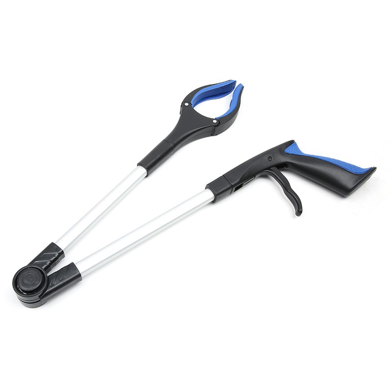 Blue Foldable Long Pick Up Reacher Grabber Helping Hand Tool