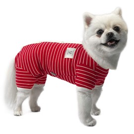 TONY HOBY Female/Male Pet Clothes Waffle Knit Pajama 4 Legged Puppy Christmas Style Jumpsuit Doggies Knit Lightweight Clothes Dog New Year Onesie for Small Medium Size Dog Red(M, Red-Boys)