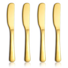 Homquen Stainless Steel Butter Knife, Gold Butter Knives, Butter Spreader, Butter Spreader Knife for Kitchen Restaurant Party, Kitchen Gadgets, Set of 4