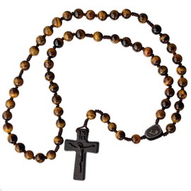 8mm Tiger Eye/Jujube Wood 5 Decade Rosary