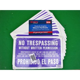 (24)-Purple Spanish Aluminum No Trespassing  W/out Permission Sign Model SS-50