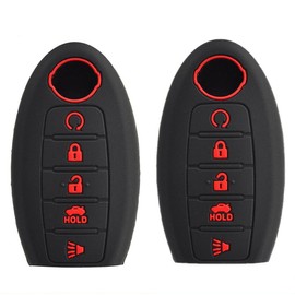 2PCS Silicone Key Fob Cover Compatible with Nissan Altima Maxima Pathfinder Rouge Sentra Murano Qashqai 2013 2014 2015 2016 2017 2018 2019 with 5 Buttons Remote Control Key Shells Case Protector