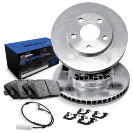 R1 Concepts Front Brakes and Rotors Kit |Front Brake Pads| Brake Rotors and Pads| Semi Metallic Brake Pads and Rotors |Sensor Kit |fits 1997-2004 Ford F-150, F-150 Heritage, F-250, F-250 HD