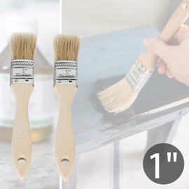 ETERNA 6-Pack Paint Brush Natural Bristles Wooden Handle Flat Brushes Set of 1 inch/ 2 inch/ 3 inch for Painting, Glue, Oil, Acrylic, Stain