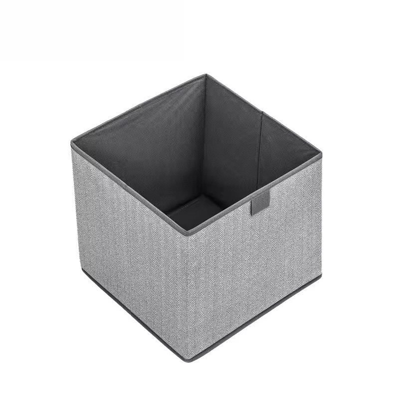 Foldable Fabric Storage Cube Bin with Metal Handles, Gray
