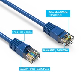 FireFold Cat 5e Ethernet Patch Cable with Gold Plated RJ45 Connectors – 350 MHz High Performance Patch Cord – 4 UTP 24 AWG Stranded Copper Pure Conductors with PVC Jacket