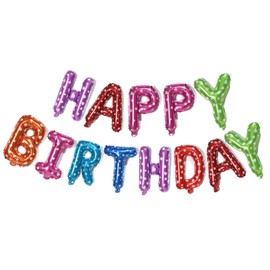 Rainbow Happy Birthday Balloons Banner,16 Inch Heart Print Mylar Foil Letters Sign,Reusable Balloons for Women, Men, Boys & Girls Birthday Decorations Party Supplies