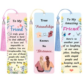 LParkin 3 PCS Best Friend Bookmark Gifts for Women Book Lovers Gifts Friendship Bookmarks Sentimental Gifts for Friend Women Ideal Long Distance Friendship Gift