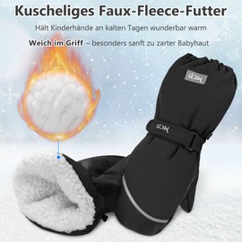 MCTi Children's Ski Gloves, Waterproof Winter Gloves, Mittens, Snowboard Gloves, Warmth for Boys and Girls 1-15 Years, Black, XXXS