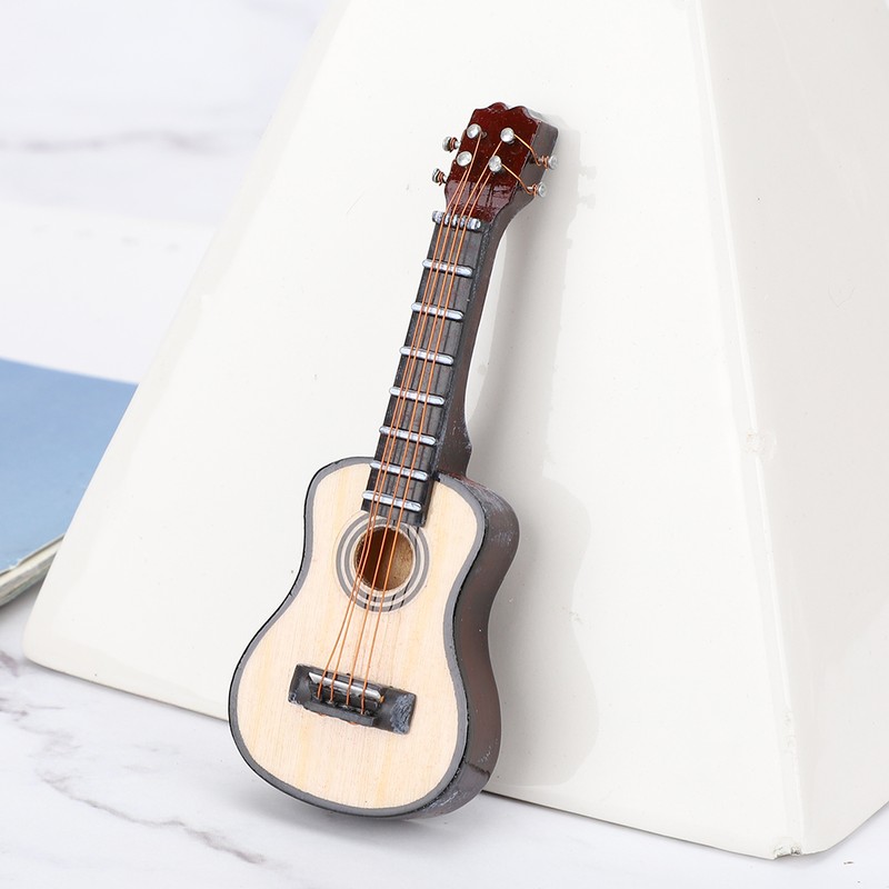 Basswood G Guitar Shaped Ornament 3 Dimensional Refrigerator Ornament Accessory