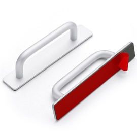 2 Pack Adhesive Handles Self Stick Instant Cabinet Handles 5.83" Stick on Cabinet Handles Drawer Push Pull Handles Helper Sliding Screen Door Handles for Sliding Closet Window Wardrobe - Silver