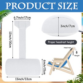 Kigley 2 Pcs Chaise Lounge Headrest Pillow for Patio Outdoor Pool Headrest Pillow Quick Drying Lounger Supplies for Adult with Non Slip Weighted Tail (White)