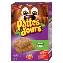 Dare Bear Paws Baked Apple Soft Snack Cookies, 240g/8.5oz