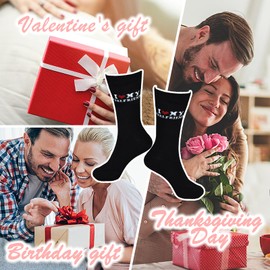 Ao Yee ZGL Birthday Christmas Gifts for Birthday Present for Grilfriend，Black Socks with I Love My Girlfriend Sole Print Ideal for Romantic Gifts, Socks-f1, Large