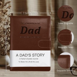 Artmag Dad's Life Story Journal with 250+ Prompt Questions, Family Keepsake Book Leather Cover for Dad to Share His Memories for Birthday Father's Day Christmas (Brown)