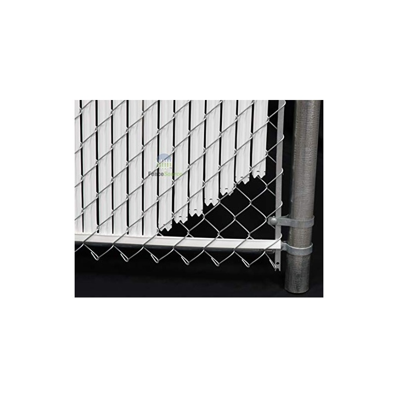 White Bottom Locking Device for Privacy Chain Link Fence Slats