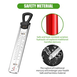 Candy Thermometer with Pot Clip, 2025 Upgrade Stainless Steel Cooking Thermometer Deep Fry Oil Kitchen Cooking Thermometer for Candy Making, Candy Thermometer with Hanging Hook for Food