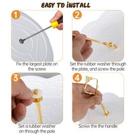 3-Tier Plastic Tea Sandwich Stand with Porcelain Embossed - Pure White with Gold Rimmed for Tea Party, Wedding and Birthday Tea Sandwich Tray