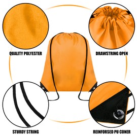 Grneric 100 Pieces Drawstring Backpack Bulk Cinch Sackpack Ployster Drawstring Bags for Gym Party Trip(Orange)