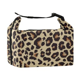 XUWU Leopard Print Insulated Lunch Bag for Kids Adults Reusable Lightweight Lunch Box Tote with Detachable Strap, Leakproof Compact for School Office Picnic