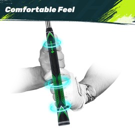 SAPLIZE High-performance Rubber Golf Grips 13 Pack, High Shock Absorption, Non-slip, 13 Grips with Full Regripping Kit, Standard Sizes, CC10 Series, Green