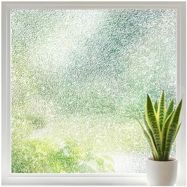 Borskyn Frosted Glass Window Film, Privacy Window Cling UV Blocking, Non Adhesive Static Cling Coverings Film Decorative for Home Office, 17.5 x 157.4 Inches