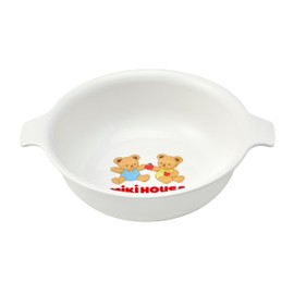 Miki House 46-7145-681 Lunch Bowl with Handle, Small Plate, Baby Food, 9.1 fl oz (270 ml), Made in Japan, For Boys and Girls, Baby, Kids, Baby Dishes, Bears, White
