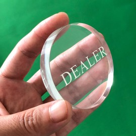 YH Poker Transparent Dealer Button - Crystal Casino Dealer for Tournaments, Craps, and Card Games