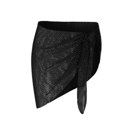 ZAFUL Sarong Coverups for Women Beach Vacation Starfish See Thru Tie Side Bathing Suit Cover Up Mini Skirt (11-Apricot, One Size)