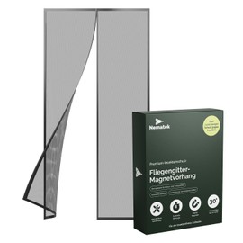 Nematek - Fly Screen Balcony Door 120 x 220 cm - High-Quality Mosquito Net Door for Balcony Door, Patio Door or Front Door - Black Fly Screen Balcony Door No Drilling Required with Strong Magnets