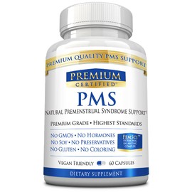 Premium Certified PMS Support - All Natural Hormonal Balance - Cycle Regulator, Mood and Energy Enhancer, Skin Support - Evening Primrose Oil, Calcium, Bioperine - 60 Capsules